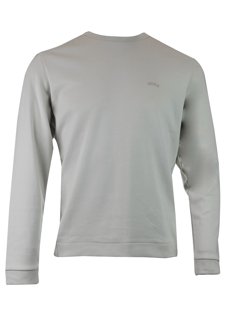 Long sleeve heather gray sweatshirt on display