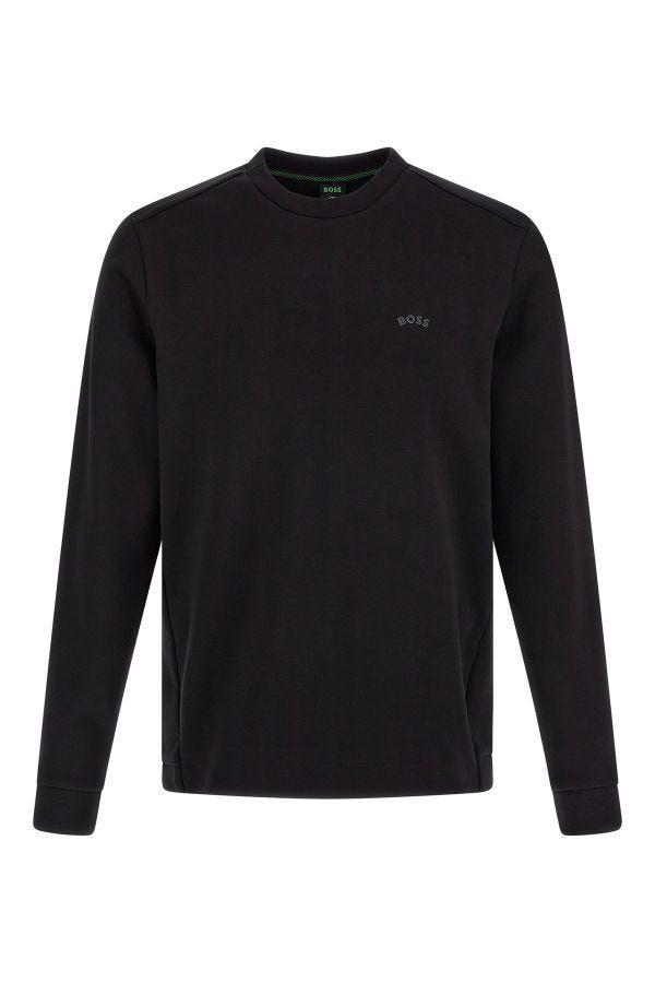 Long sleeve black shirt with horizontal stripes on sleeves