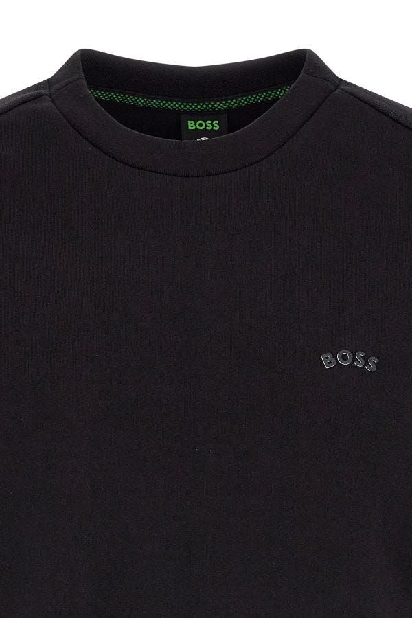 Black t-shirt with logo on front