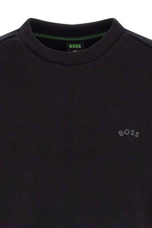 Black t-shirt with logo on front