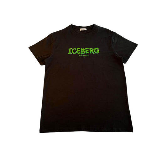 Black t-shirt with green lettering