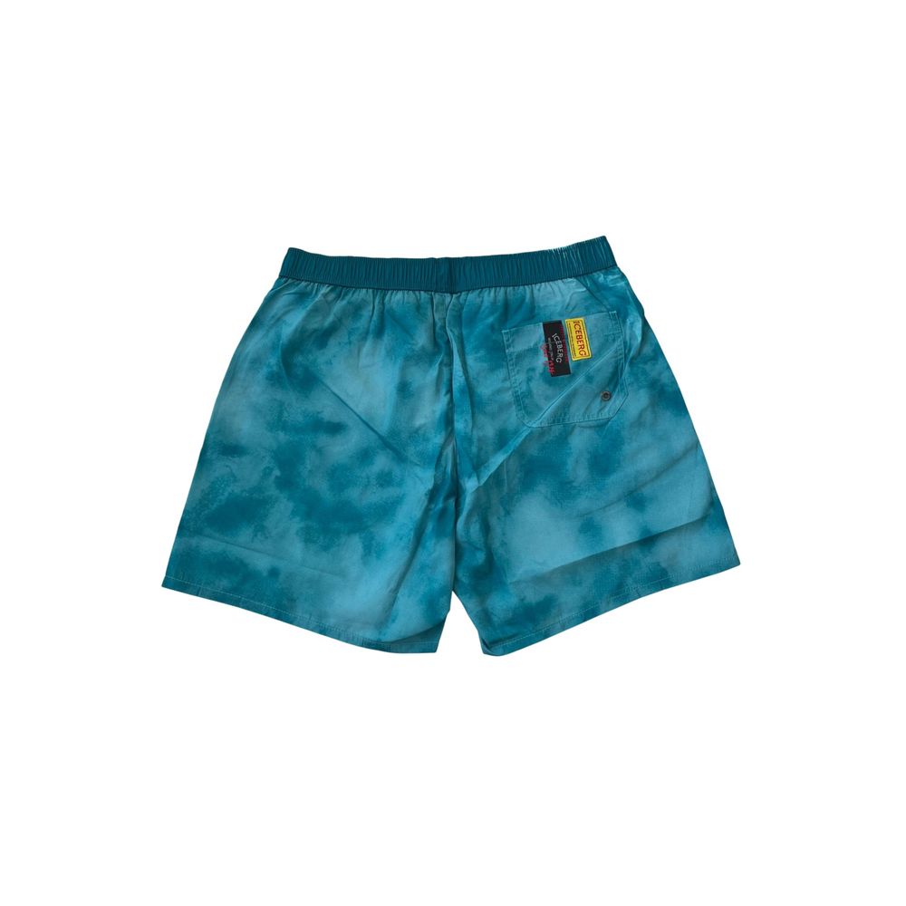 Blue tie dye shorts with pocket on right leg