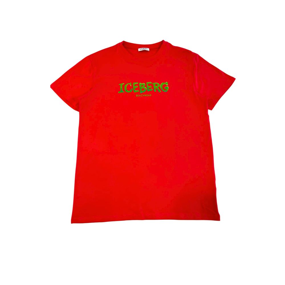 Red t-shirt with green lettering