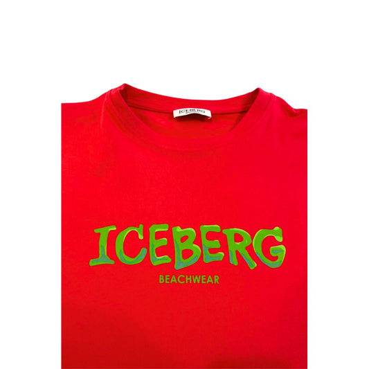 Red t-shirt with green lettering