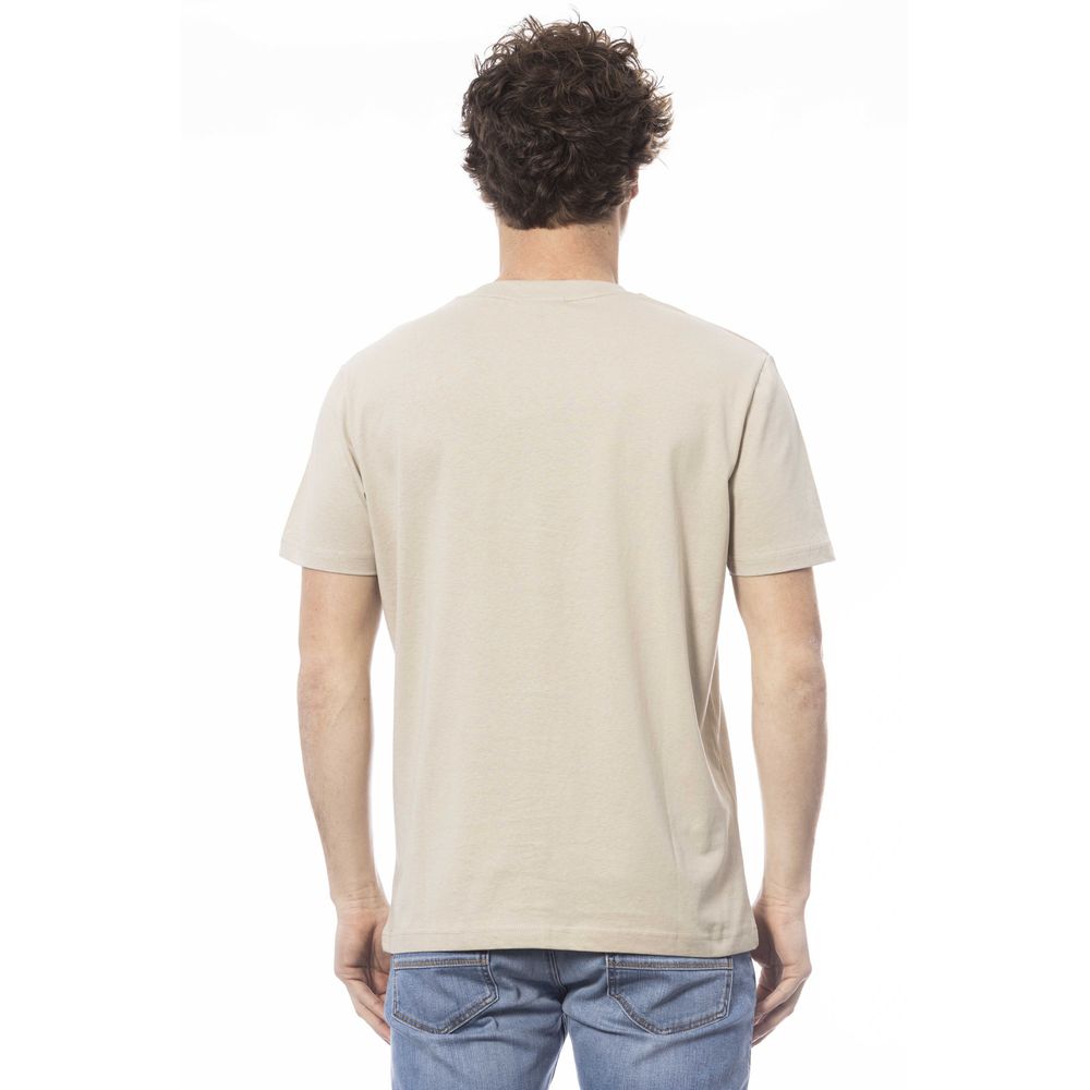 A beige cotton men's t-shirt