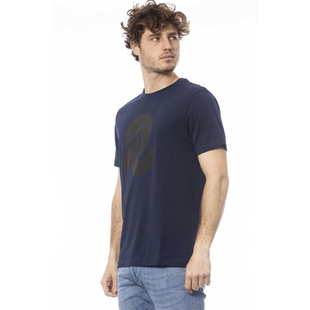 Man wearing dark blue t-shirt