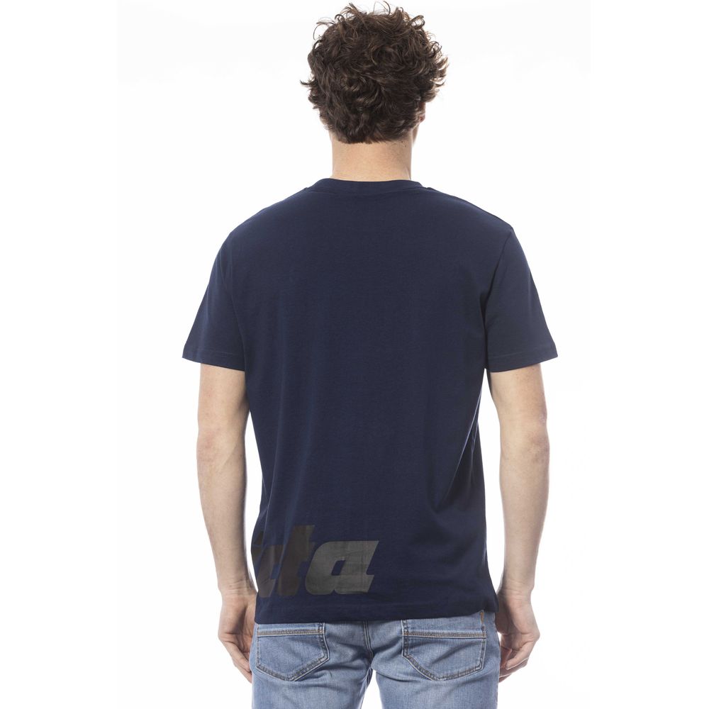 Navy blue short sleeve t-shirt on a mannequin