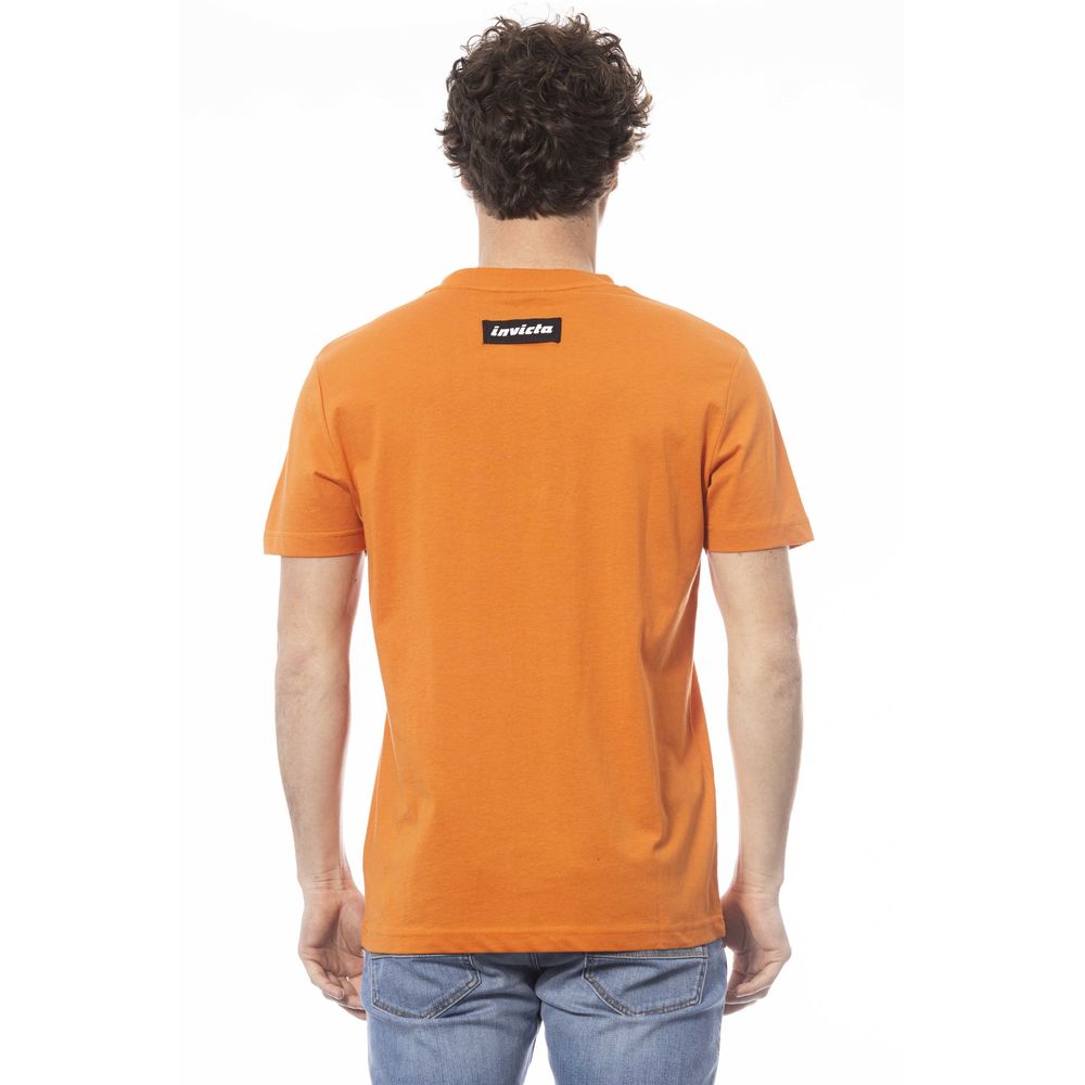Man wearing orange t-shirt