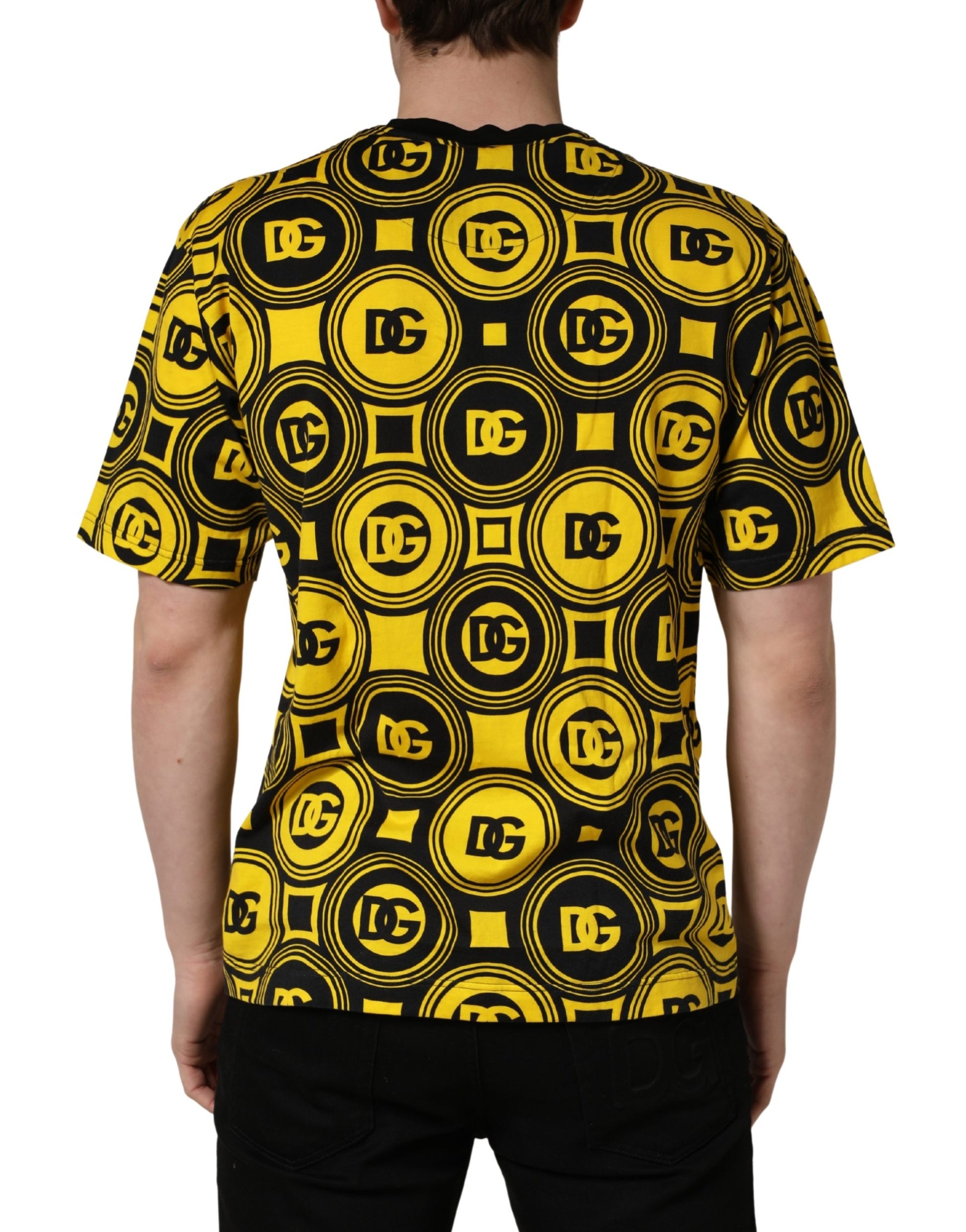 Yellow shirt with black logo