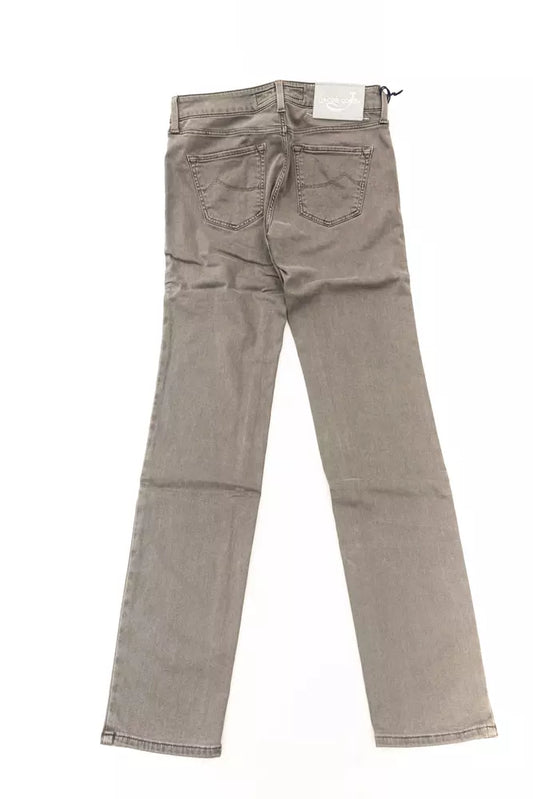 Pair of light brown jeans on a white background