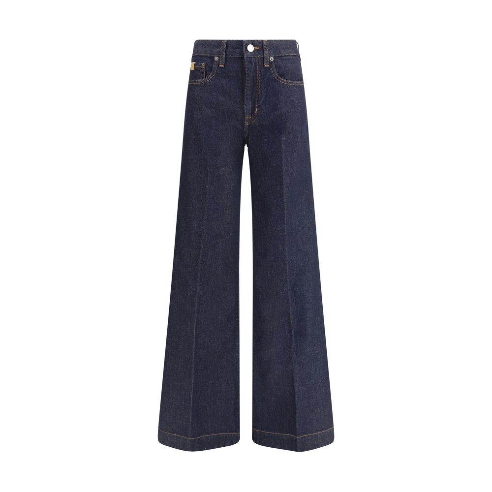 Pair of blue flared jeans