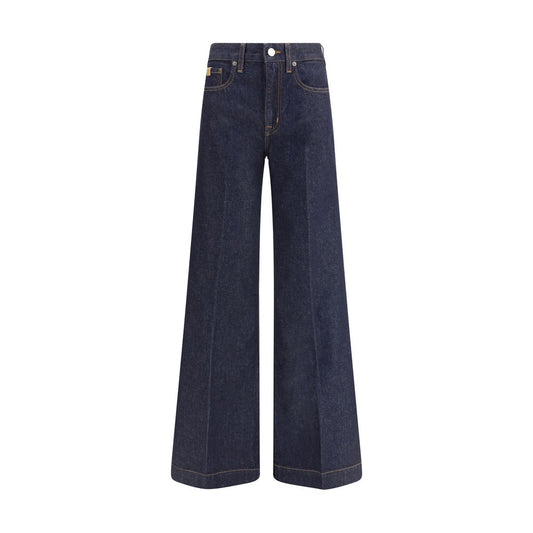 Pair of blue flared jeans