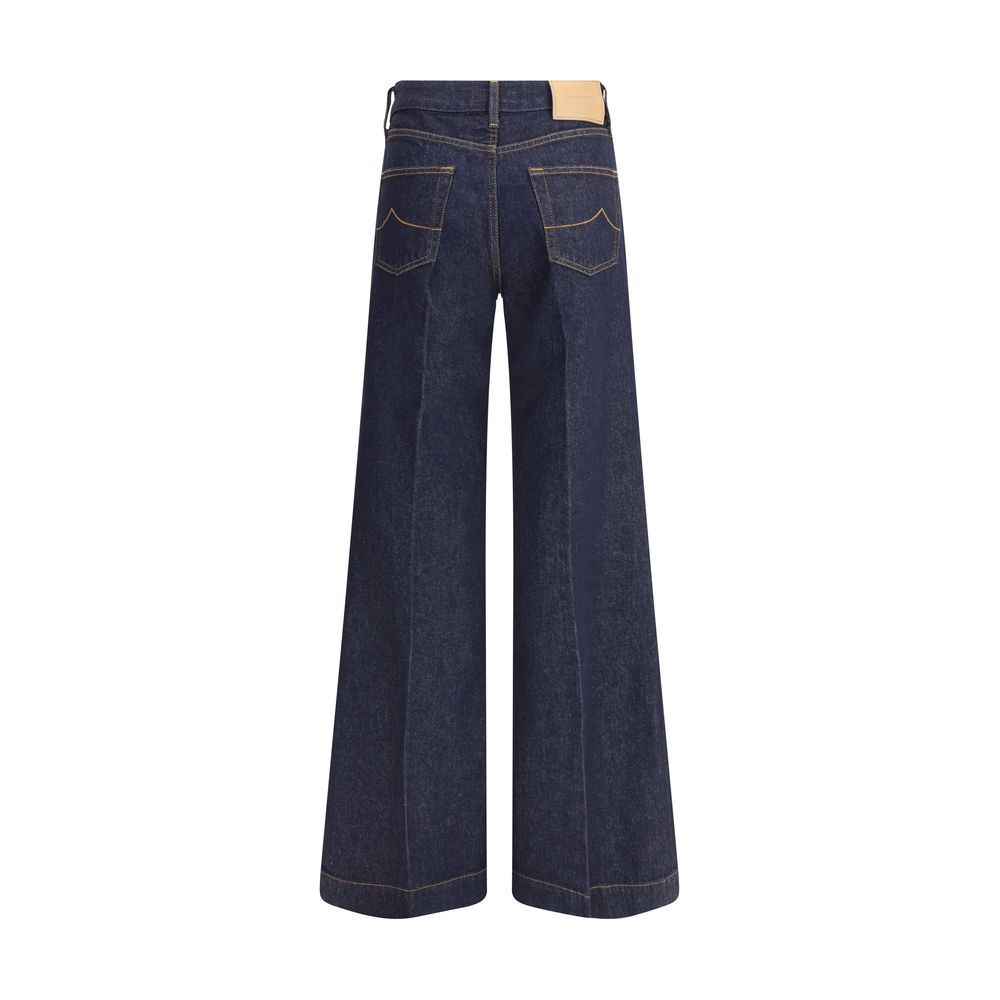 Pair of flared blue jeans