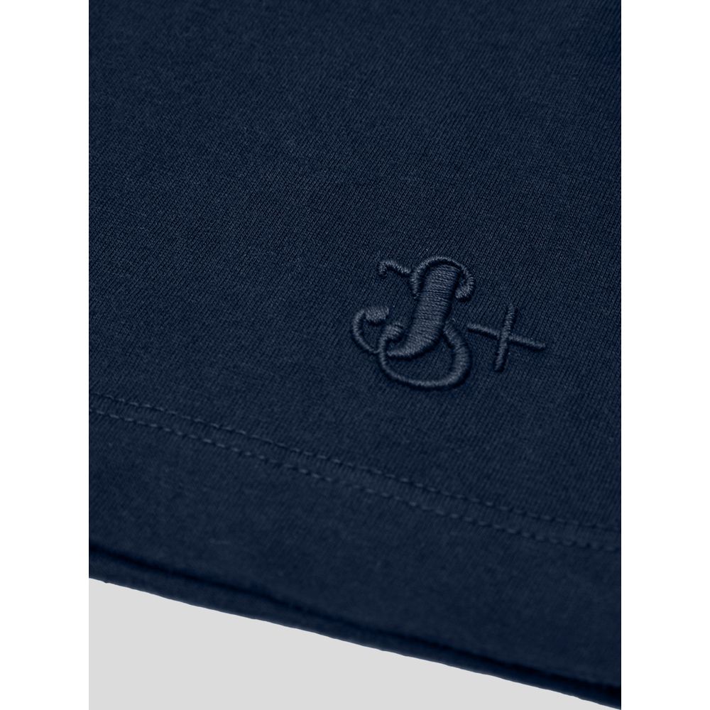 Navy blue sweatshirt with embroidered logo on left chest