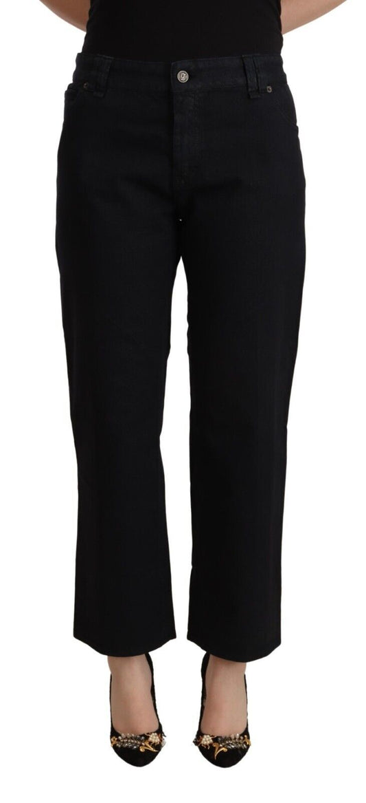 Pair of black pants with a high waist and wide leg