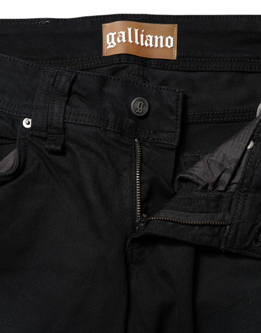 Pair of dark blue jeans with zippered front pocket