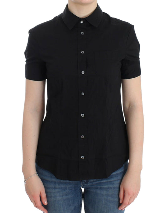Black short sleeve shirt with buttons