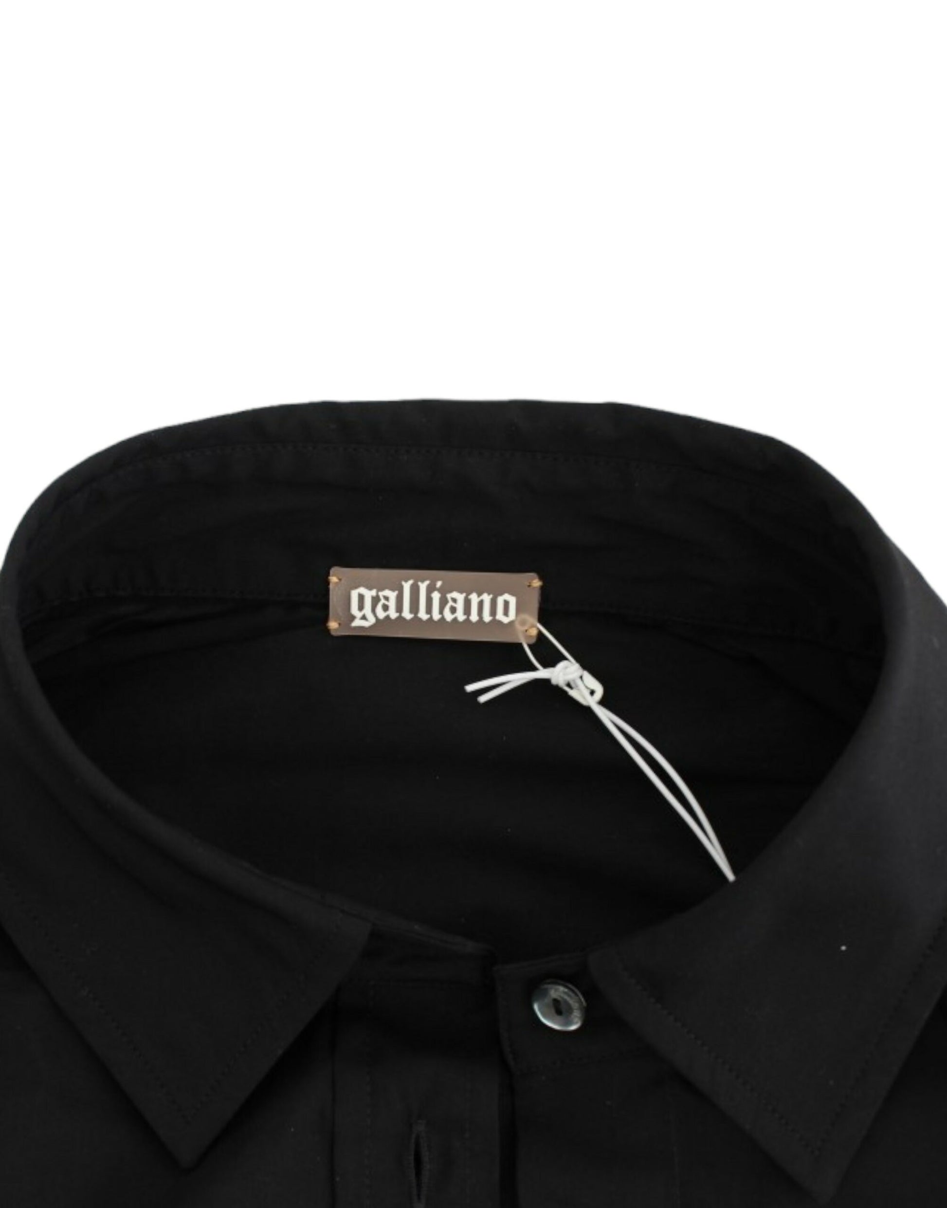Black shirt with a label on the collar