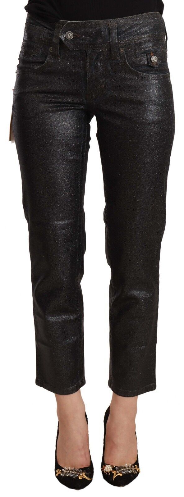 Pair of black leggings with rips on legs