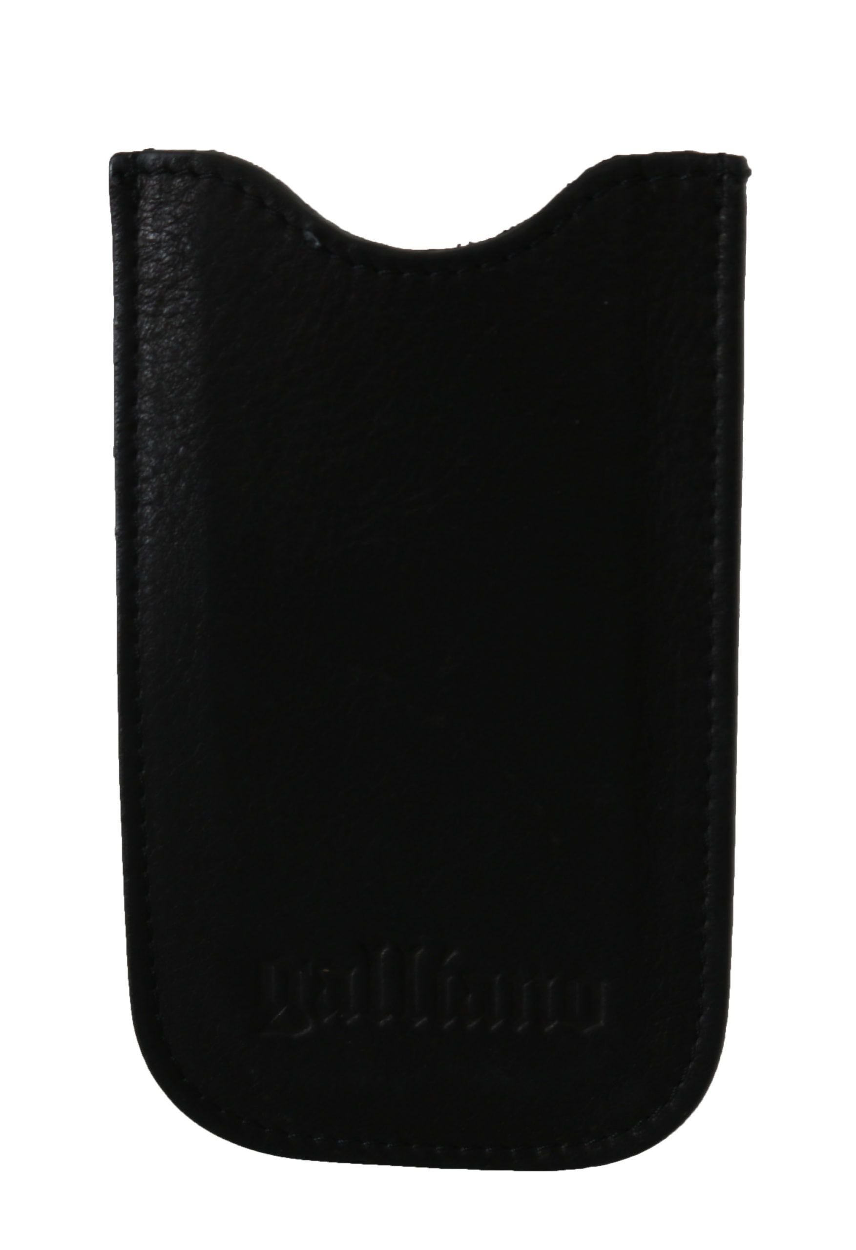 Black leather wallet with embossed logo