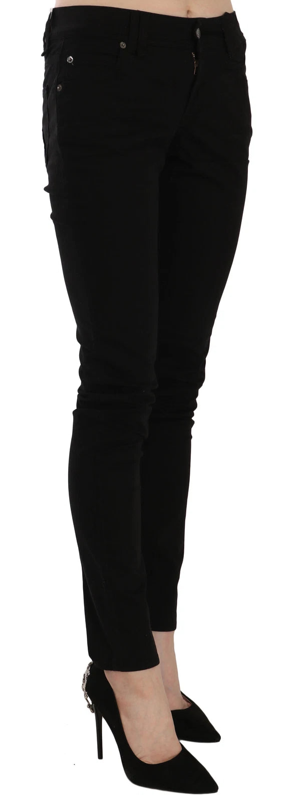 Pair of black skinny jeans on a model