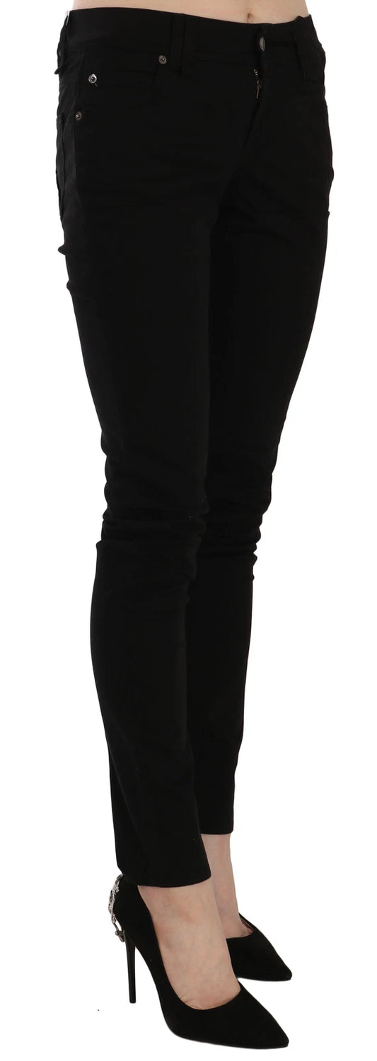 Pair of black skinny jeans on a model