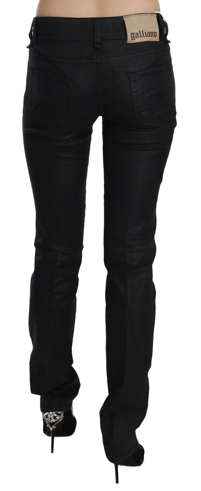 Pair of black skinny jeans with a belt loop on waistband