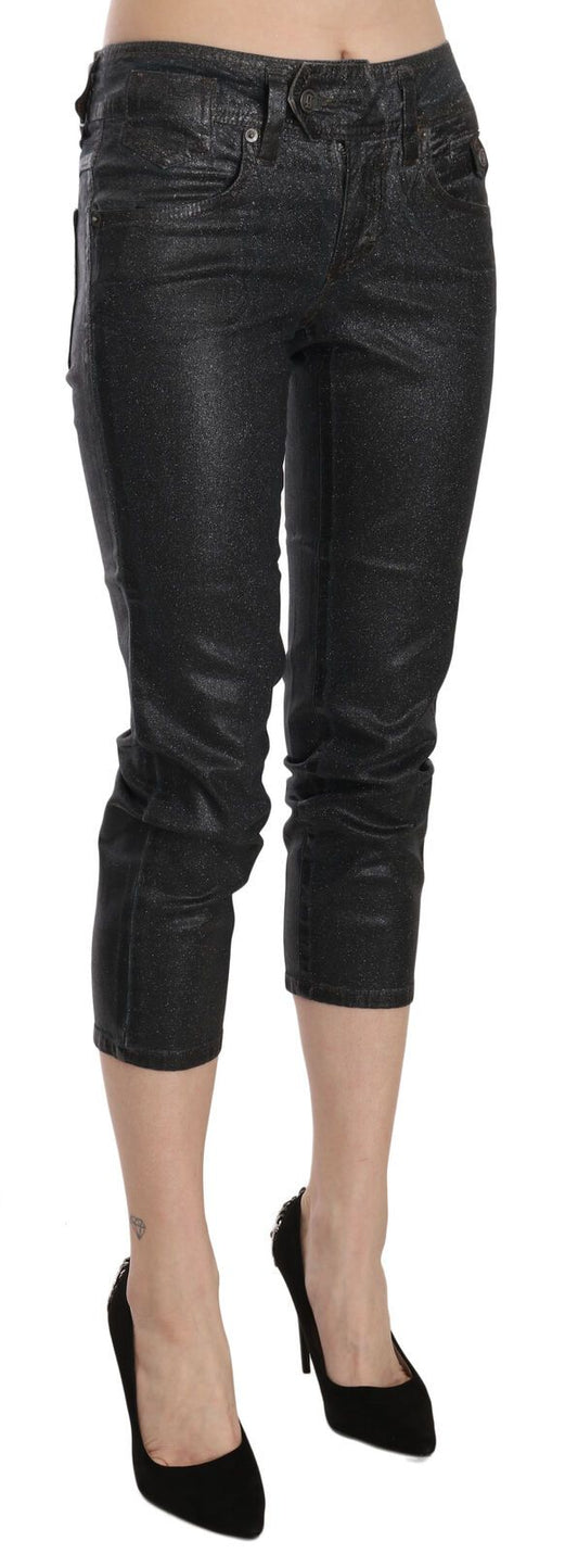 Black glittery skinny jeans
