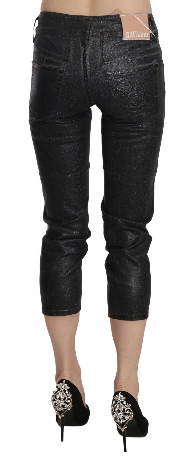 Black leather pants with rips on sides