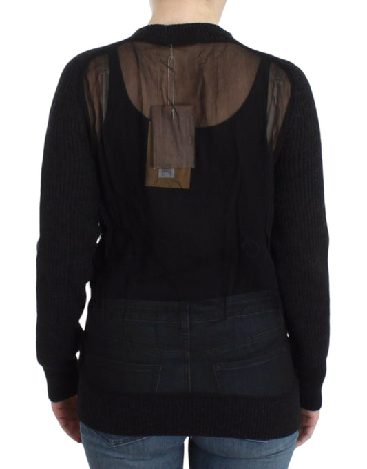 Black sweater with lace back detail