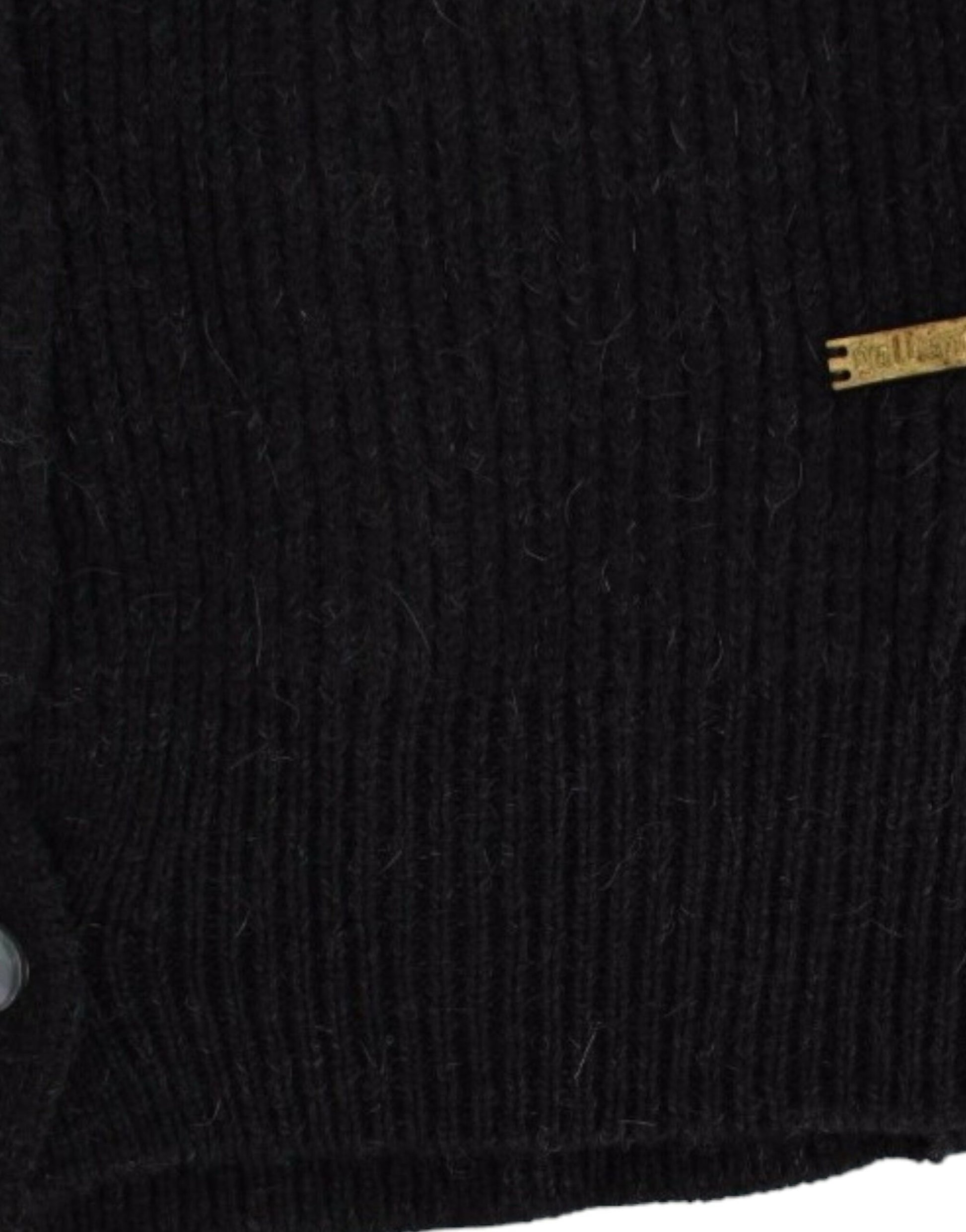 Black knit sweater with yellow zipper