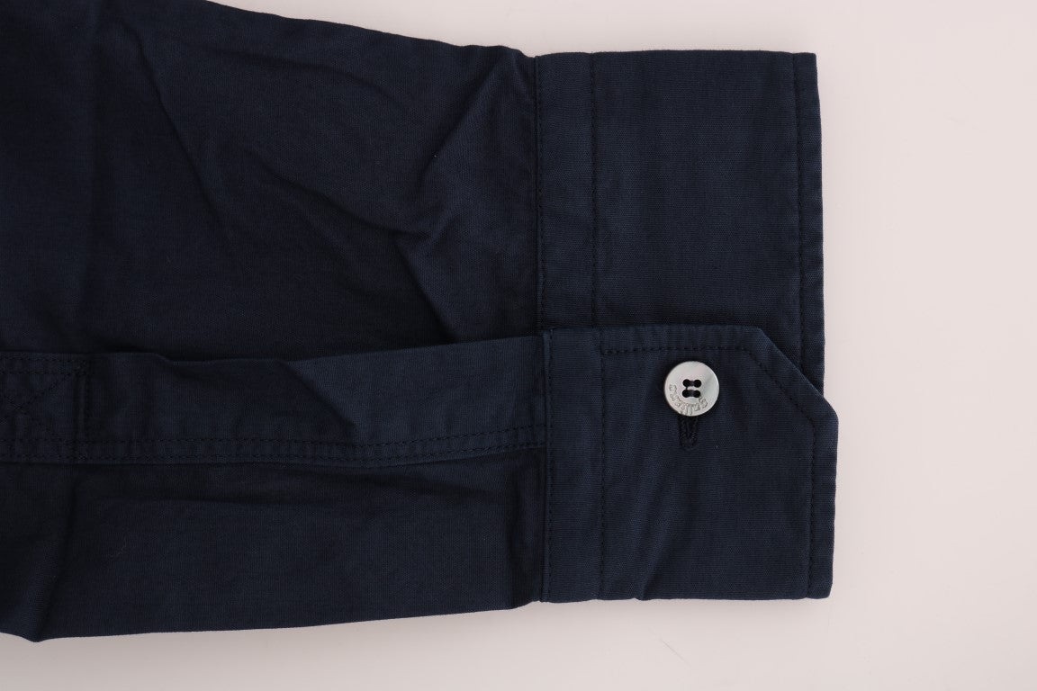 Pair of dark blue jeans laid flat on a surface