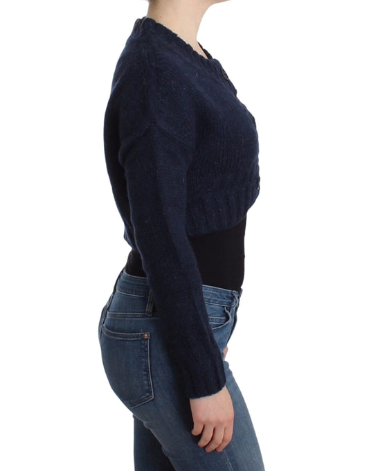 Woman wearing a blue sweater and jeans