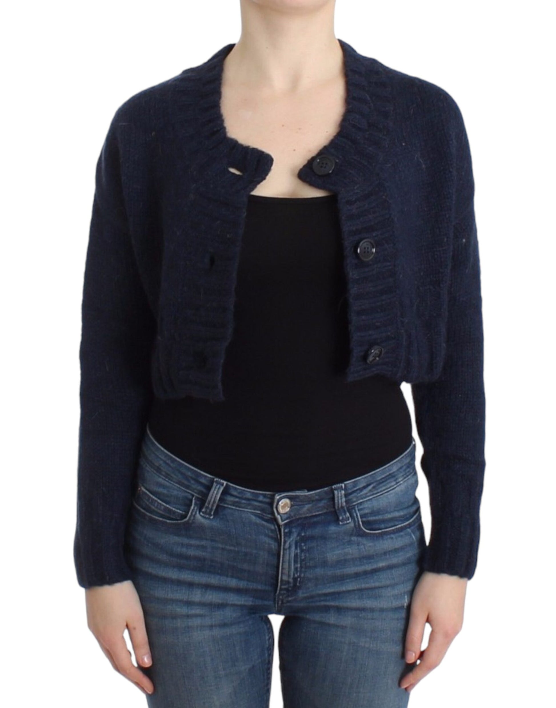 Blue cardigan worn by woman