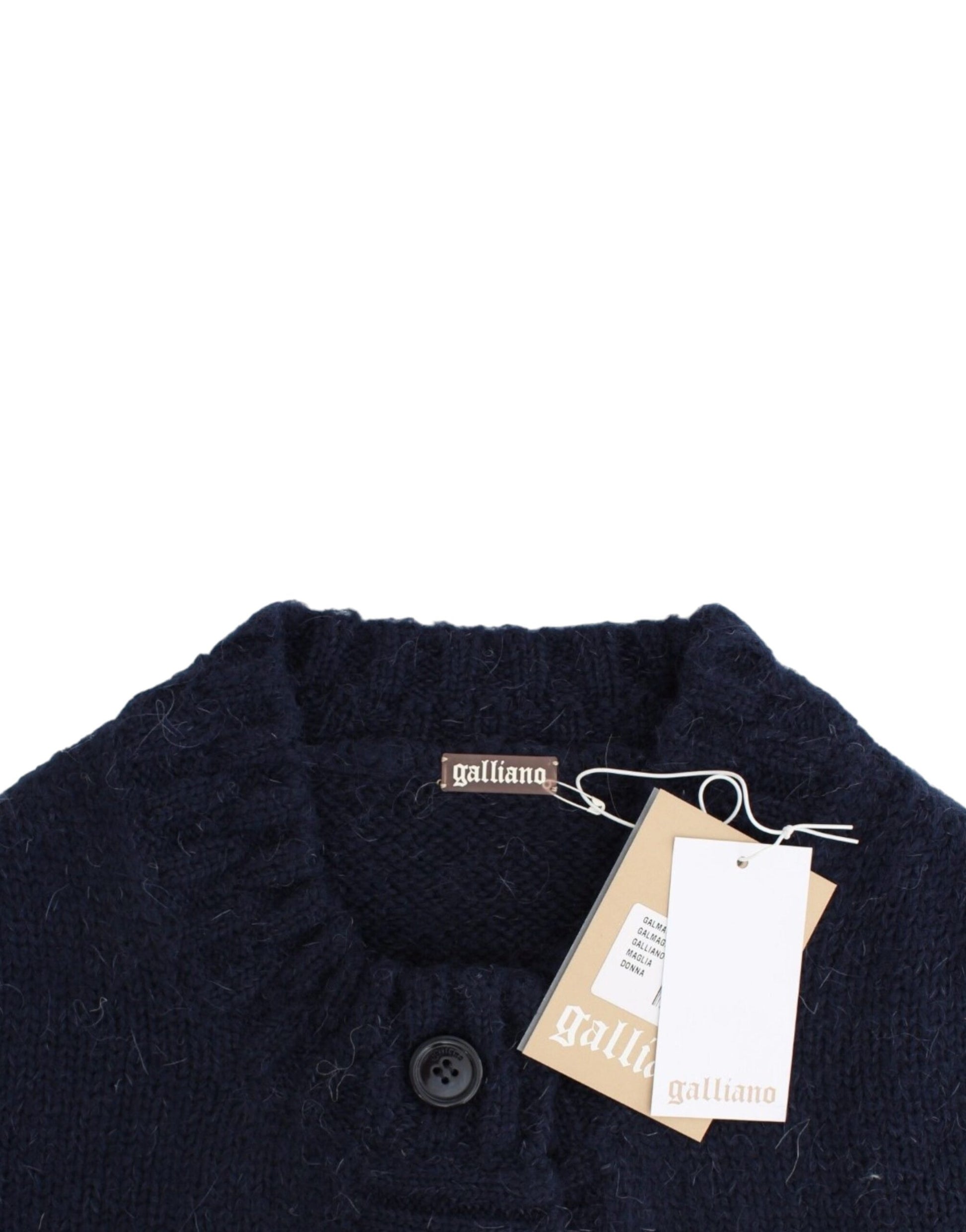 Navy blue sweater with buttoned collar