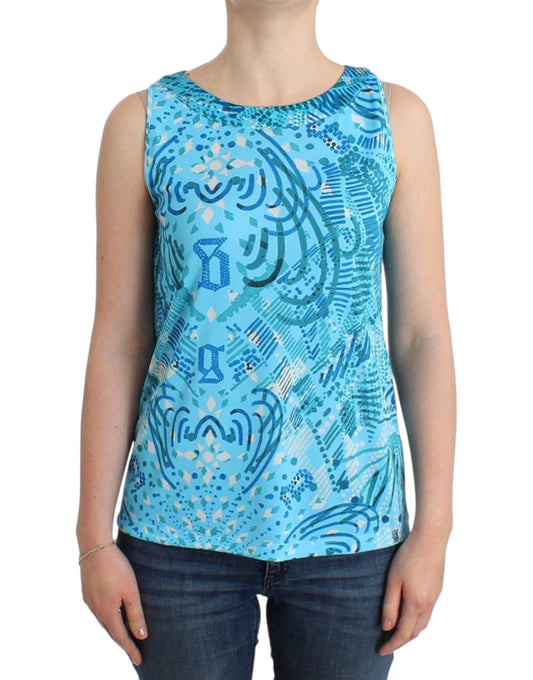 Blue tank top with Hebrew lettering