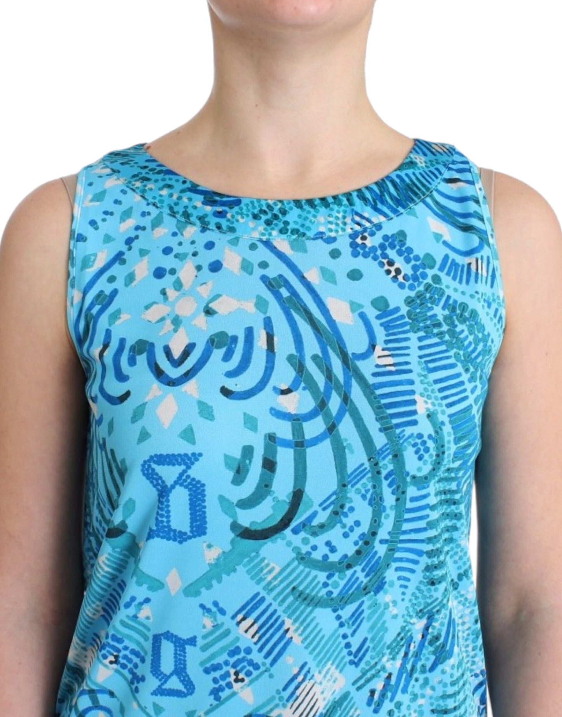 Blue tank top with Hebrew lettering