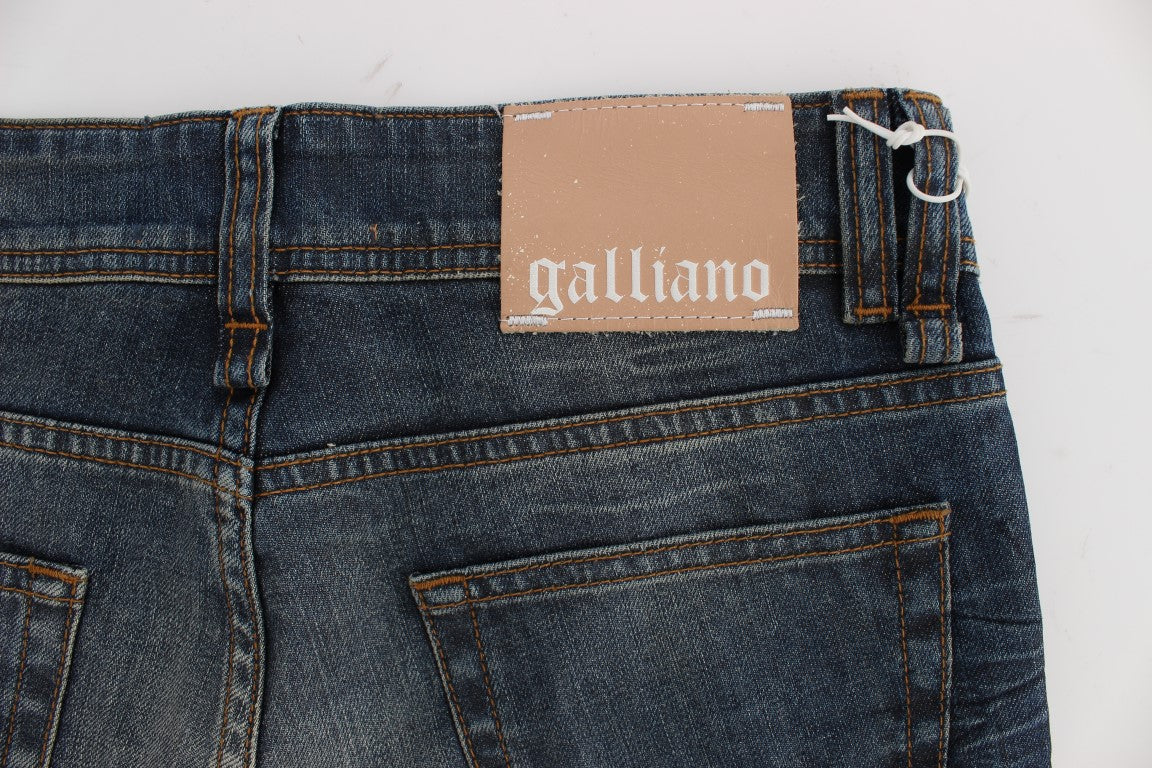 Pair of blue jeans with tag on waistband