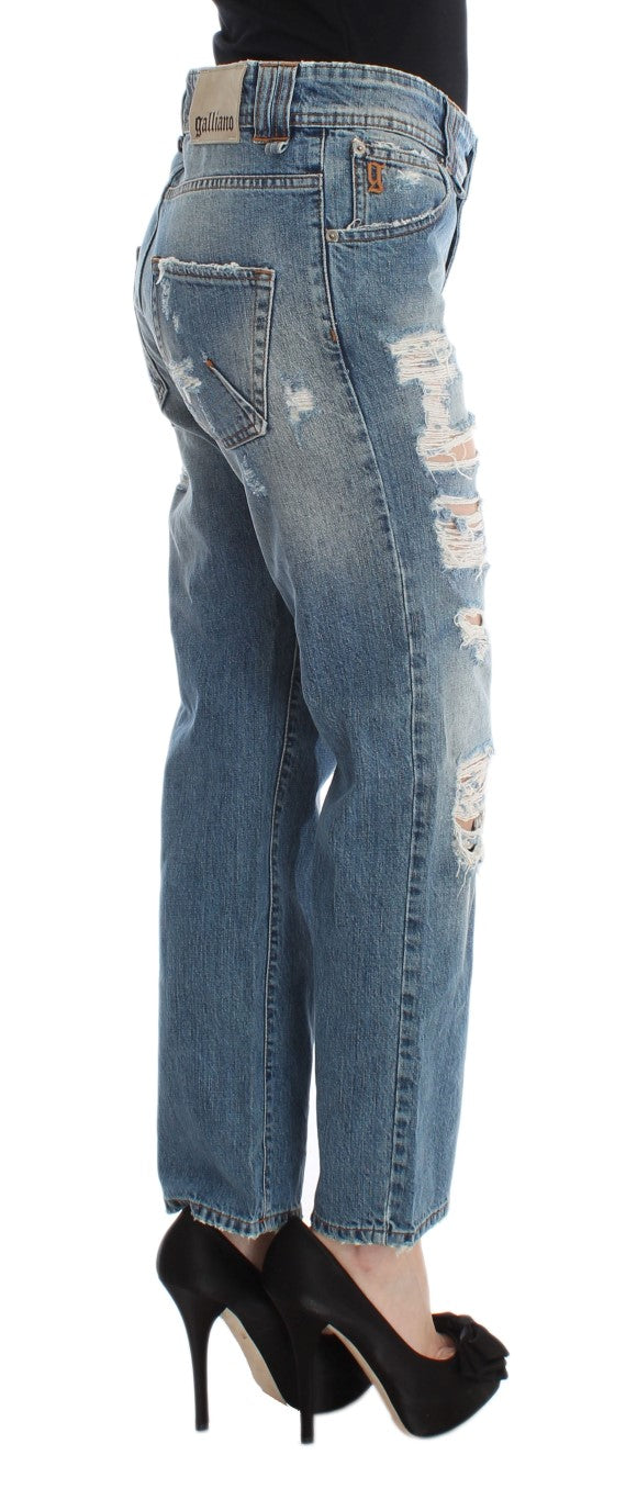 Pair of distressed denim jeans