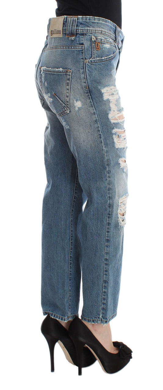 Pair of distressed denim jeans