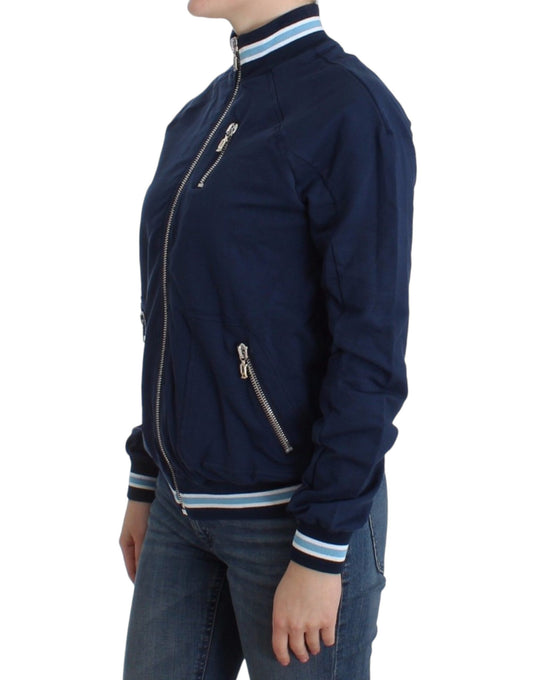 Blue jacket with zippered front pocket