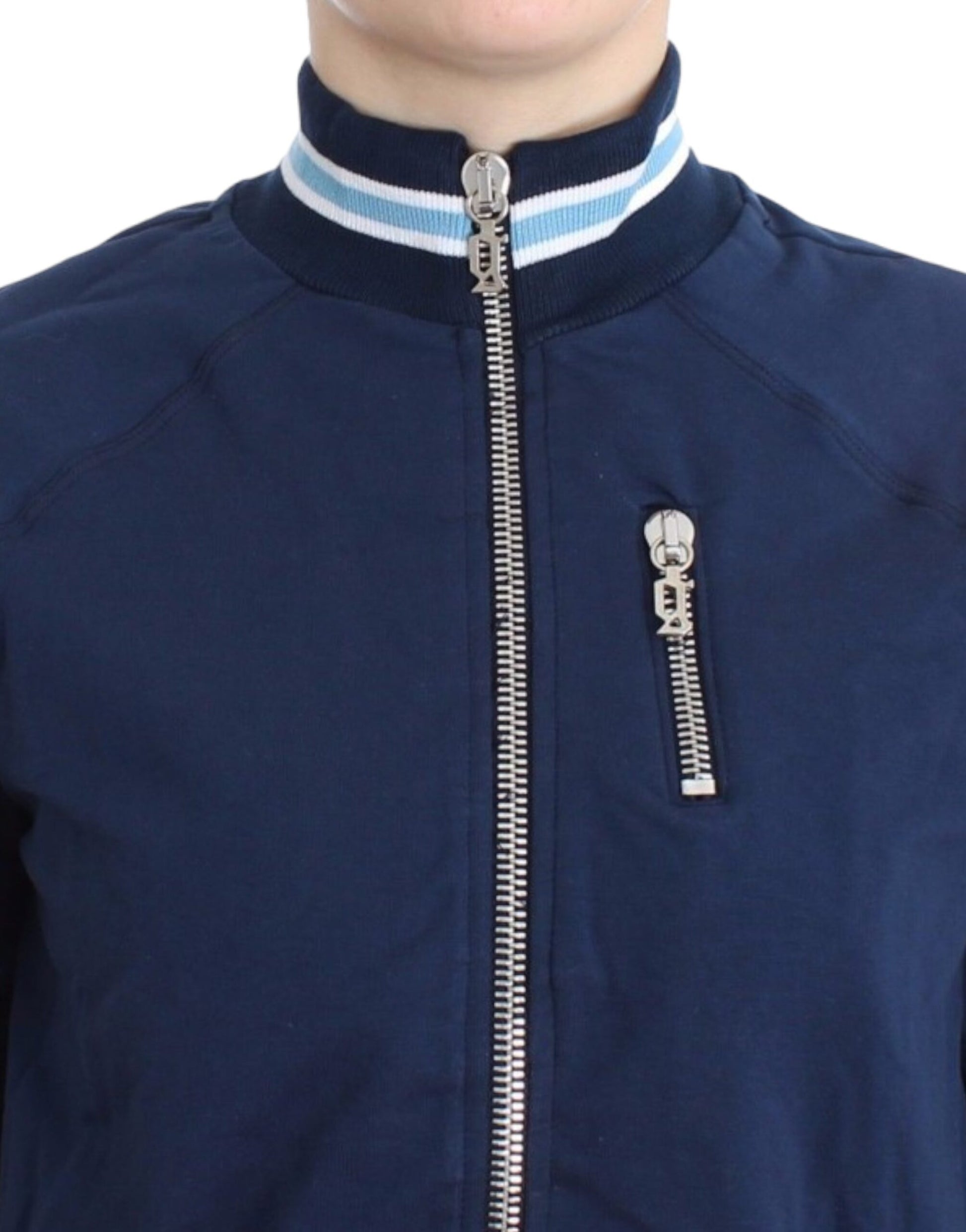 Blue jacket with zippered front panel
