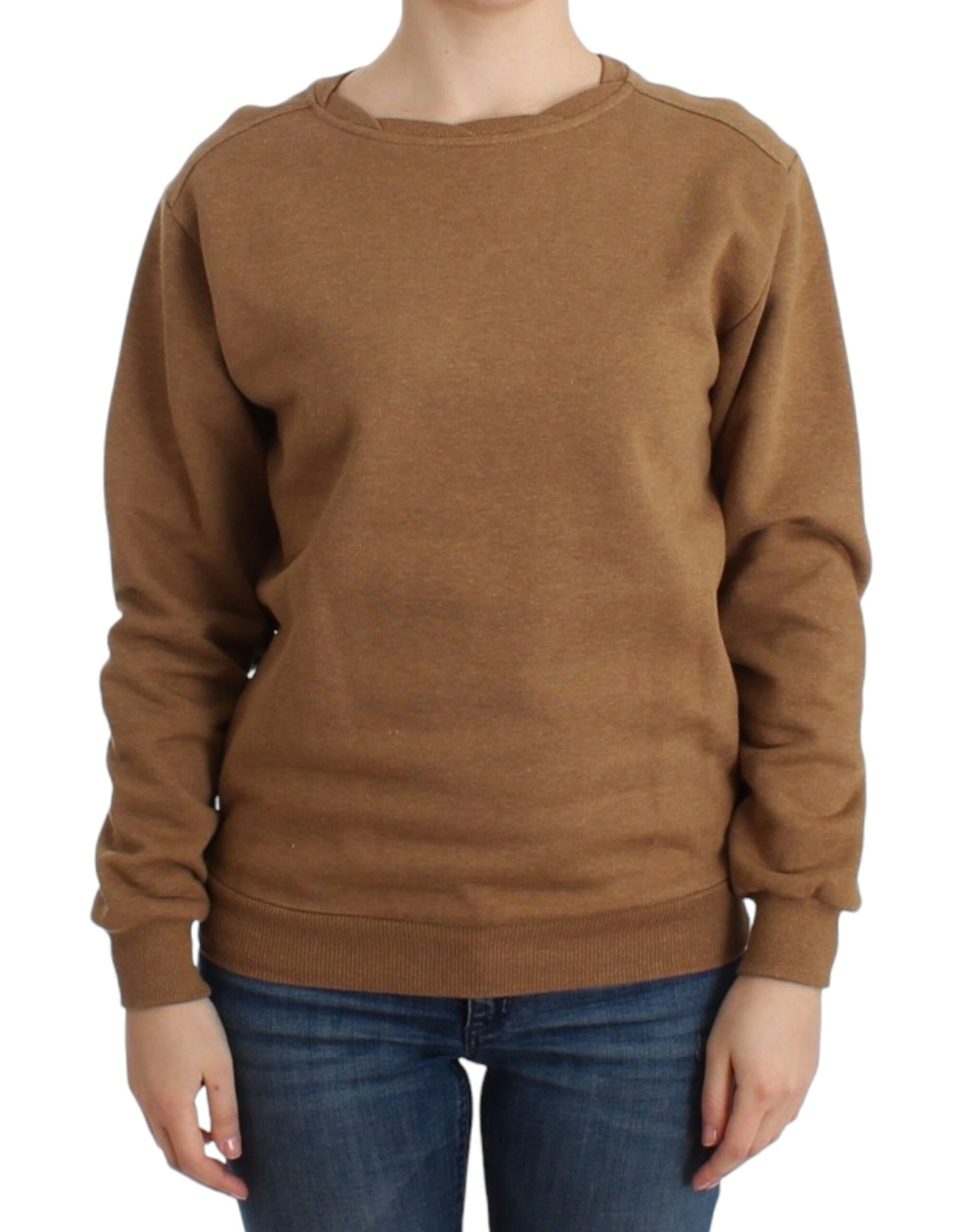 Brown long sleeve sweater on woman