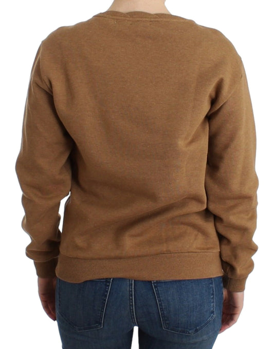 Brown sweater on person's back