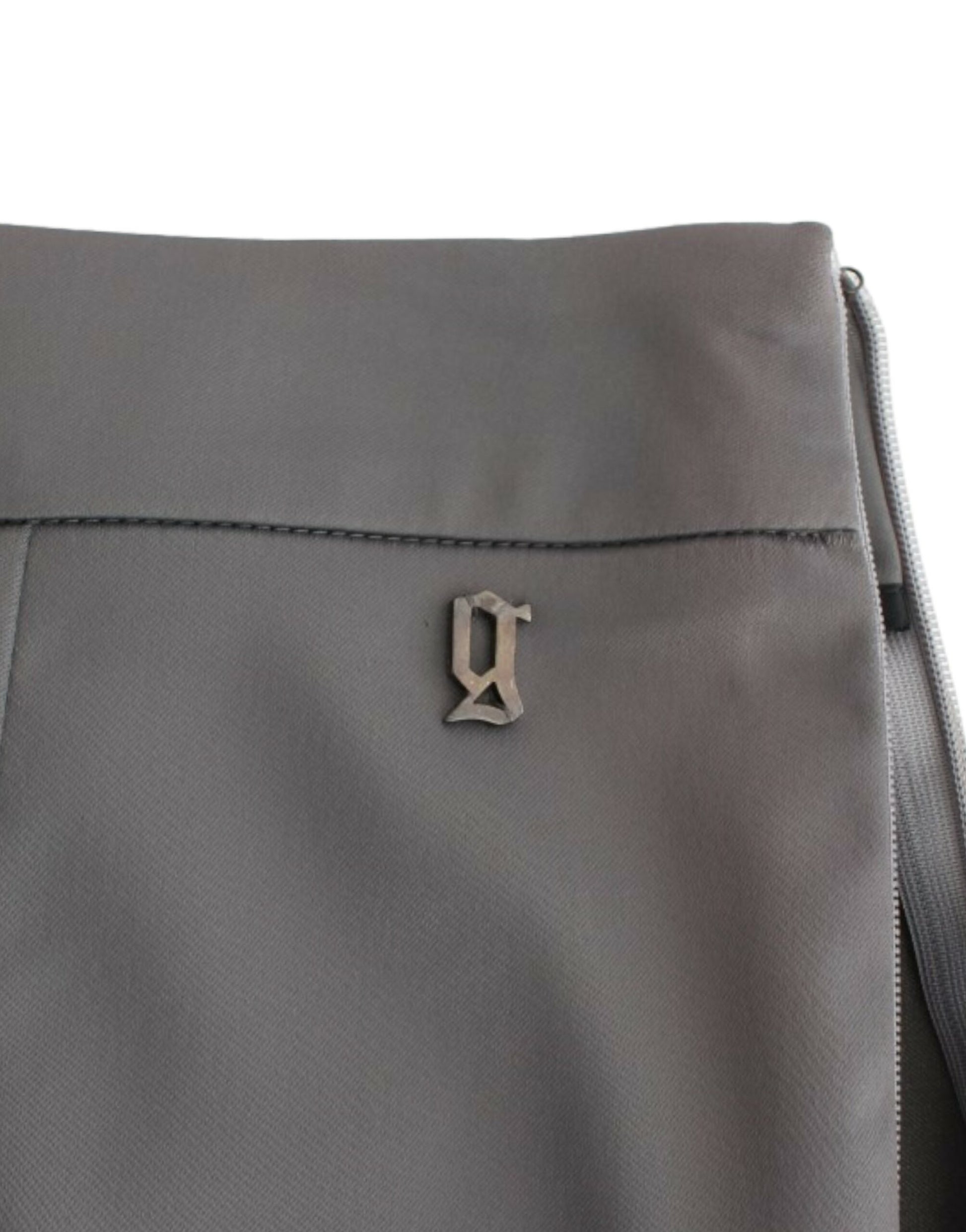 Grey fabric with a logo on it