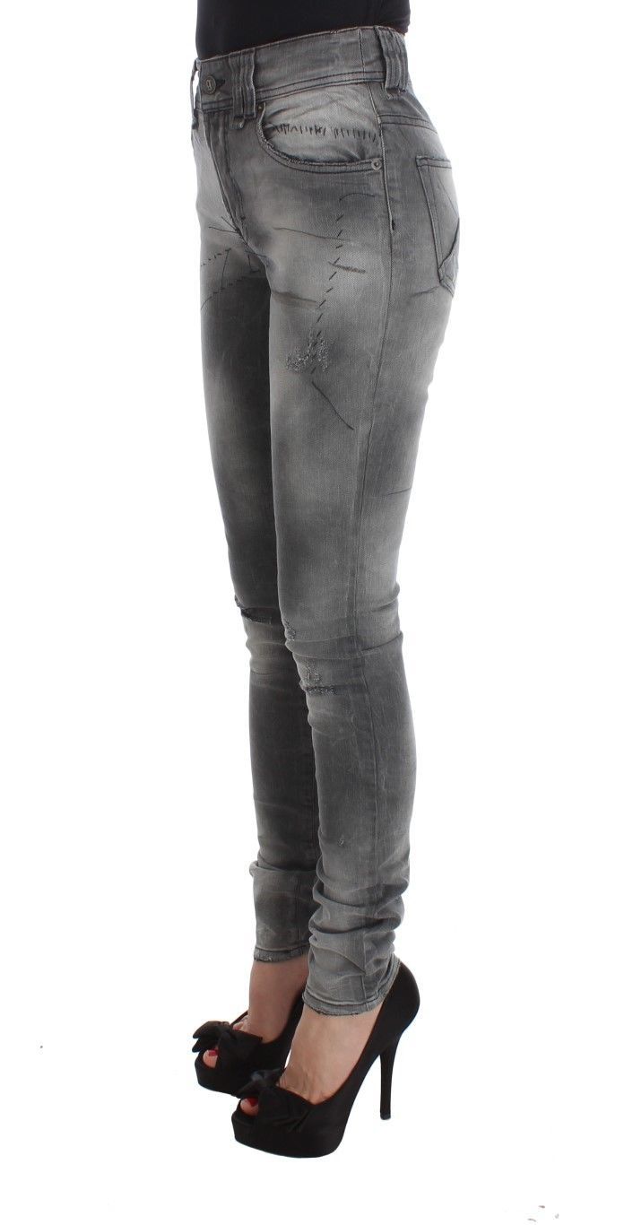 Pair of distressed jeans on a mannequin