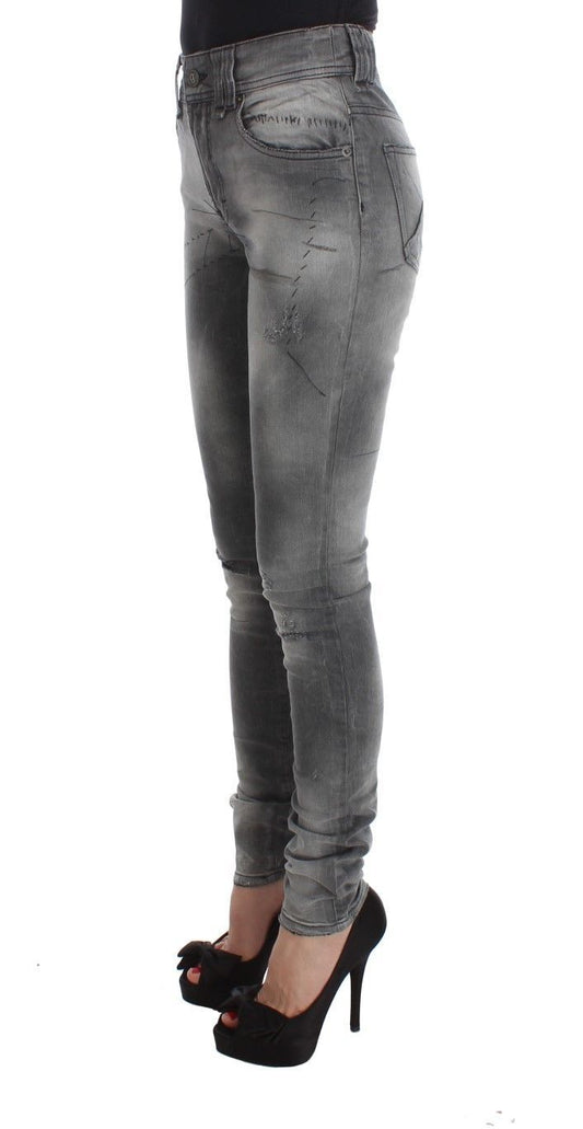 Pair of distressed jeans on a mannequin