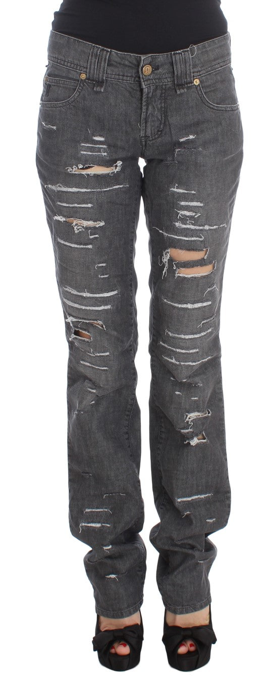 Pair of distressed jeans on a mannequin