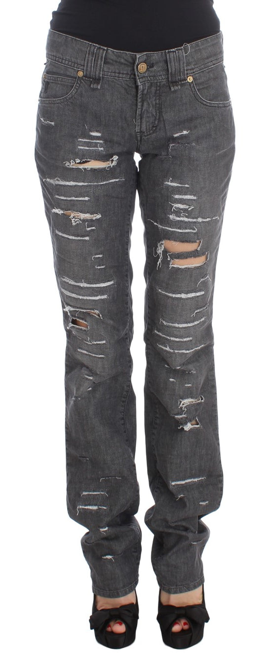 Pair of distressed jeans on a mannequin