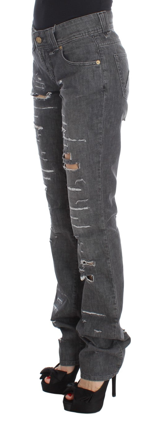 Pair of distressed jeans on a mannequin